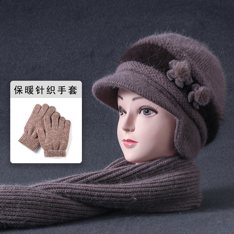 Khaki + scarf + gloves set