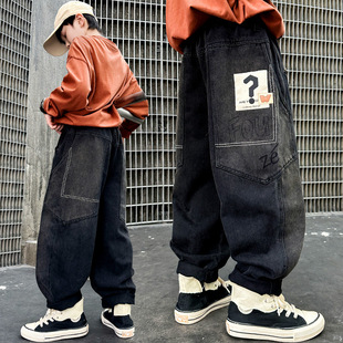 Autumn Zhongda Boys Jeans New Children's Wear Children's Boys Retro Pants Loose Personality Trendy American Cross-border