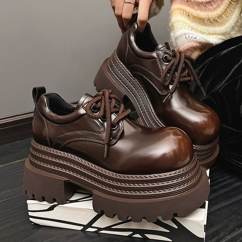 2025 новый стиль ретро британский стиль Lefu обувь на толстой подошве женские черные академические одиночные туфли женские маленькие кожаные туфли