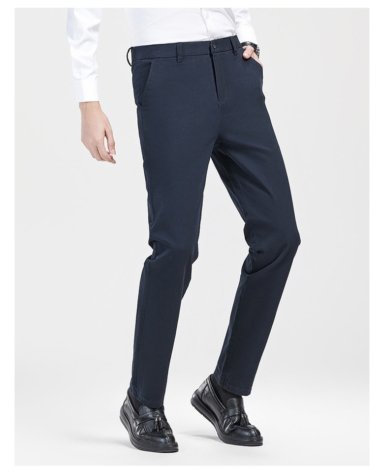 Quần dài nam ống đứng cạp vừa co giãn, chất cotton pha, không cần ủi — Màu xanh hải quân, màu kaki, màu xám, màu đen chi tiết 20