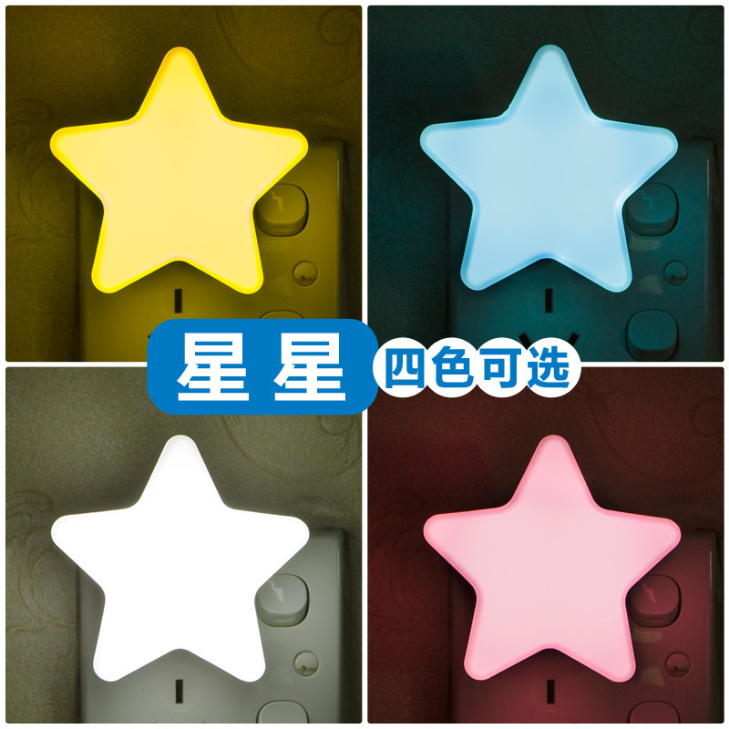 Cross-border foreign trade star light control induction led night light bedroom plug-in opening advertising drainage creative gift lamp