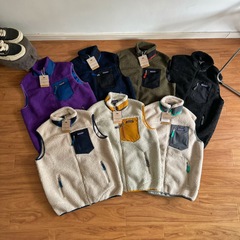 跨境巴塔patagClassic Retro仿羊羔毛立领摇粒绒拉链保暖马甲外套