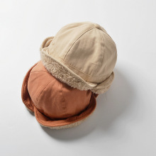 moinmlon冬季韩版新款儿童加绒鸭舌帽宝宝护脖保暖加厚帽子翻边帽