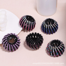 韩国盘发器水钻爪链鸟巢发夹马尾夹发抓饰品丸子头花苞头发夹头饰