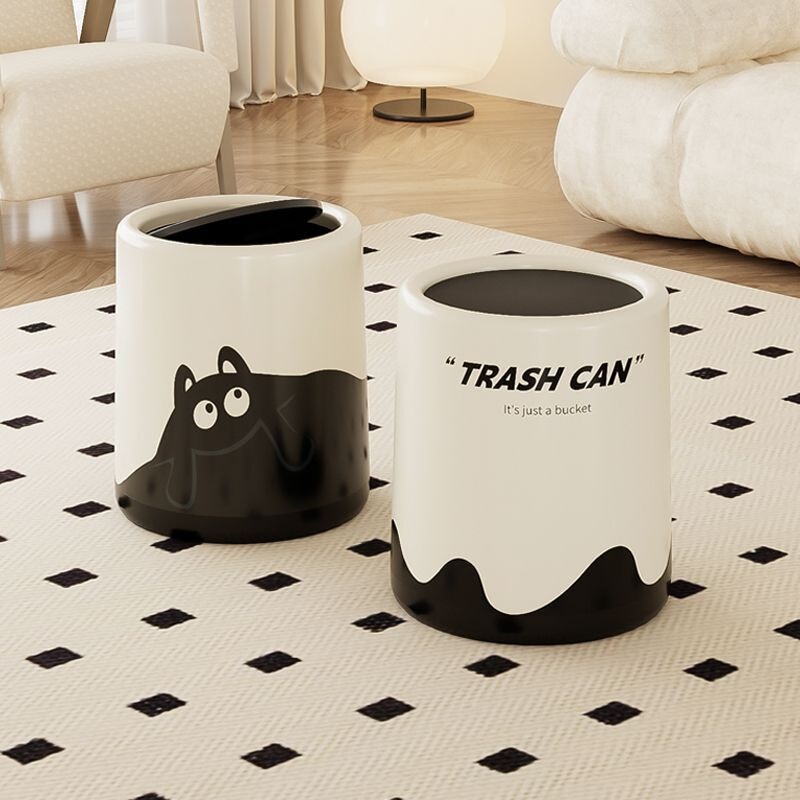 Trash Can for Living Room, Cream Style, New Model with Lid, for Home Use, Bedroom, Light Luxury, High Aesthetic Value, Kitchen, Bathroom, Toilet Paper Basket