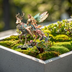 クロスボーダーの森の精霊と魔法の鹿の花園の杭は札のアクリルの庭を挿して鉢植えの装飾のシーンを挿して飾ります。