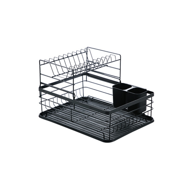 Multifuncional doble capa palillos platos y platos de hierro forjado platos y cubiertos almacenamiento de platos de drenaje artículos de cocina