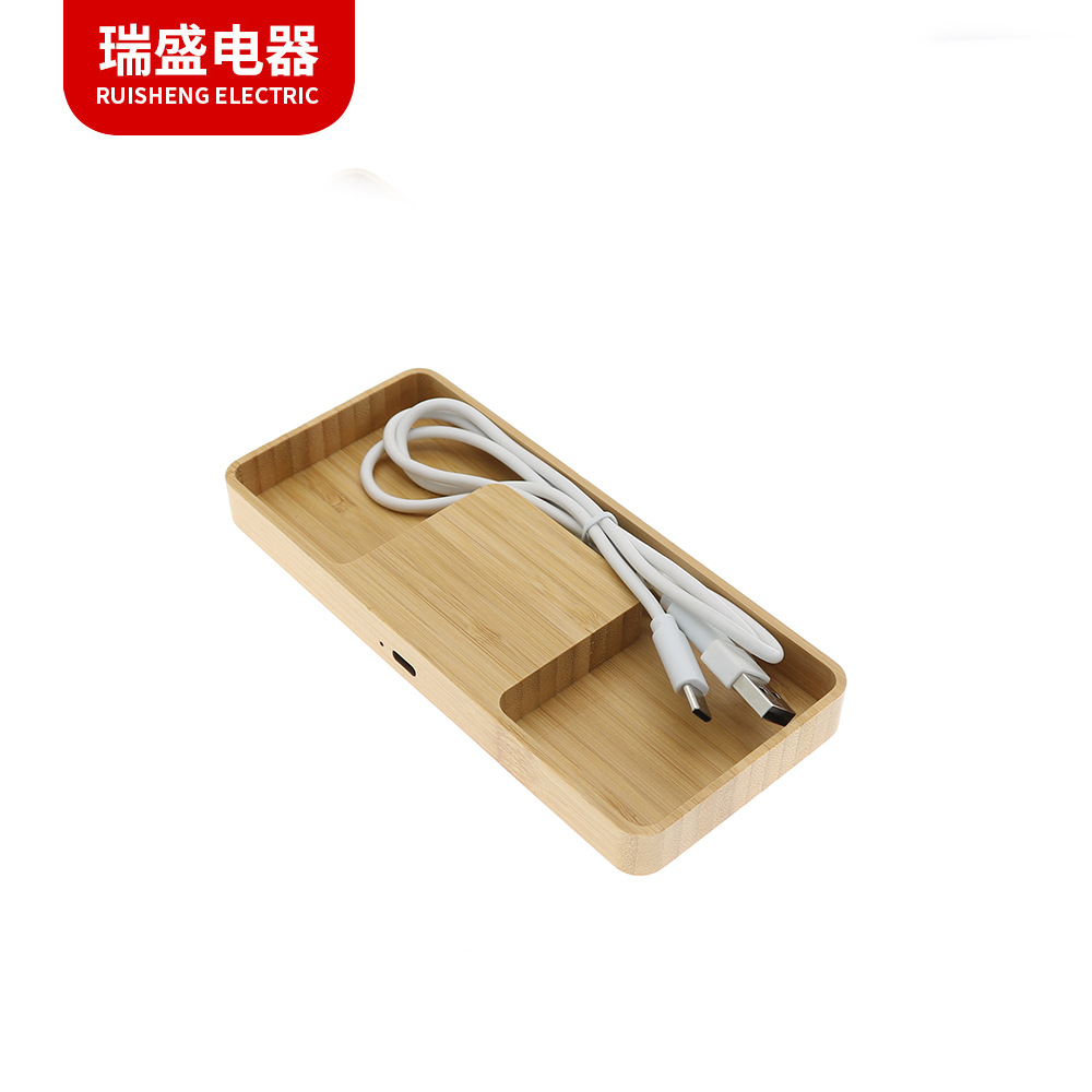 Oficina de bambú simple cargador inalámbrico de madera rectangular cargador inalámbrico de teléfono móvil Apple Huawei