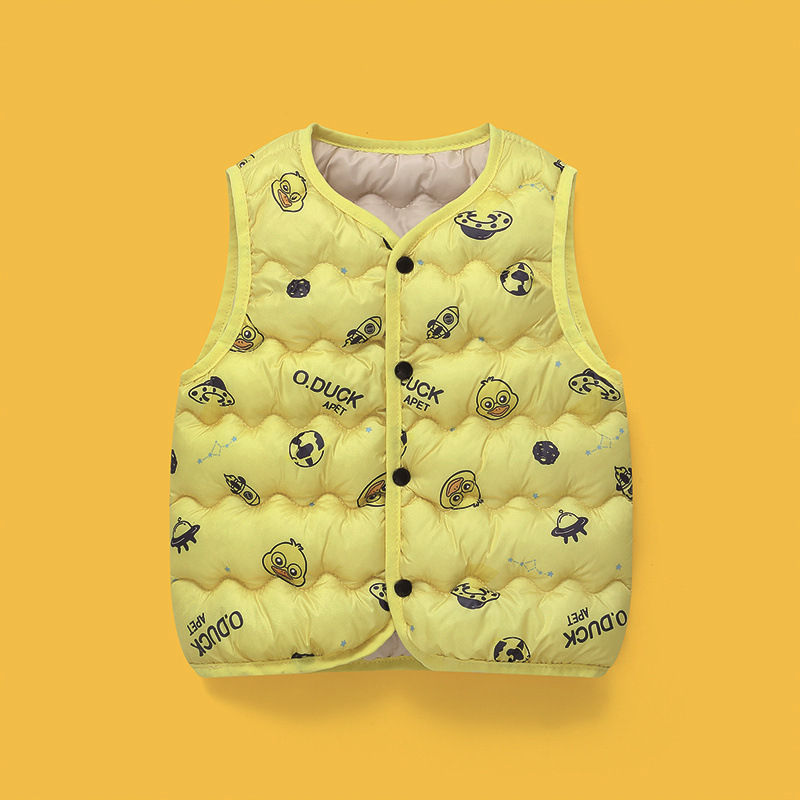 Otoño y invierno nuevo pato amarillo para niños chaleco de algodón chaleco de algodón caliente para niños pequeños, niños pequeños, niños pequeños, chaleco de algodón para niños pequeños