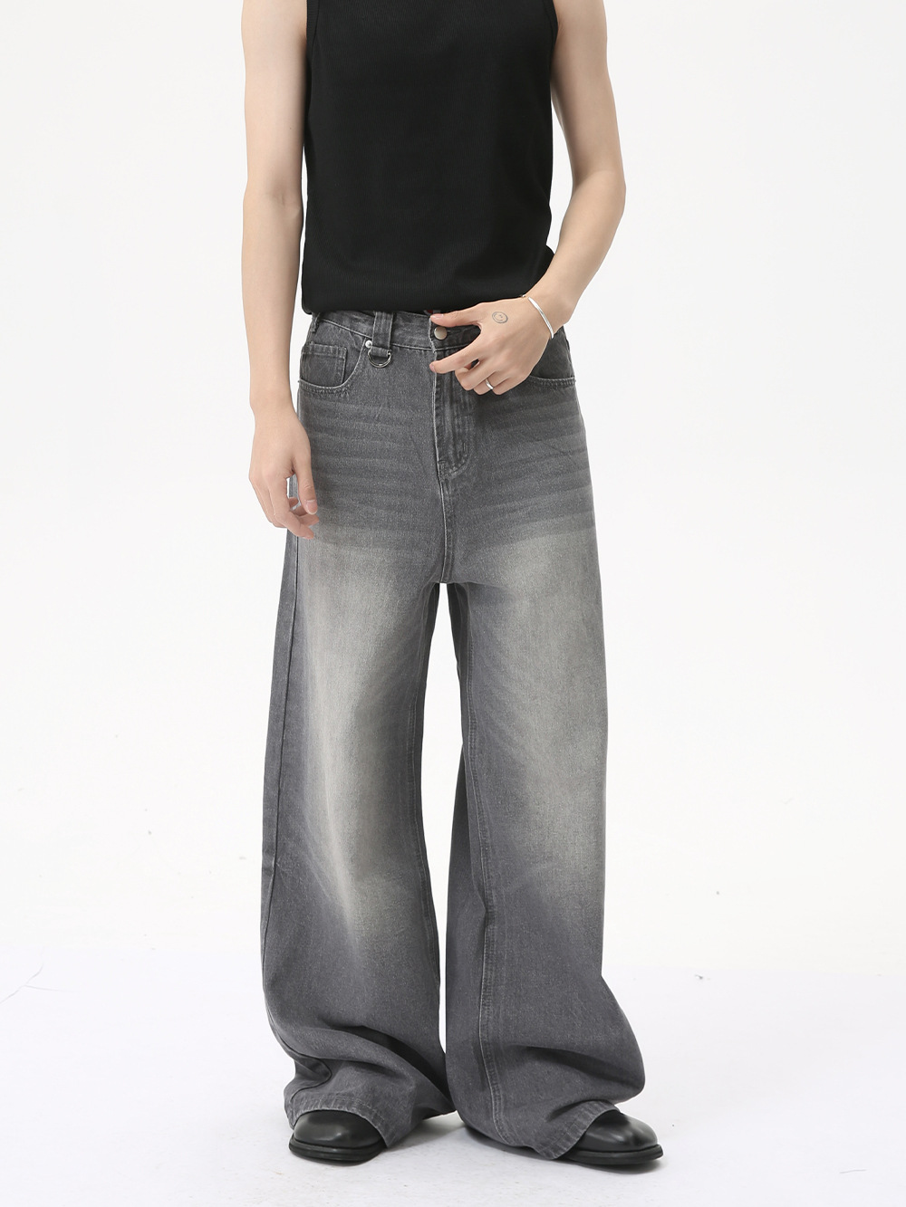 MTLCLOTHES Ropa de hombre | American cleanfit retro calle alta pierna ancha recta salvaje jeans blancos de moda