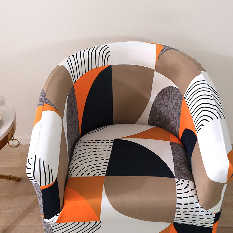 Stretch printed semi-circular sofa cover All-inclusive semi-circular cafe chair cover Internet cafe hotel sofa chair cover