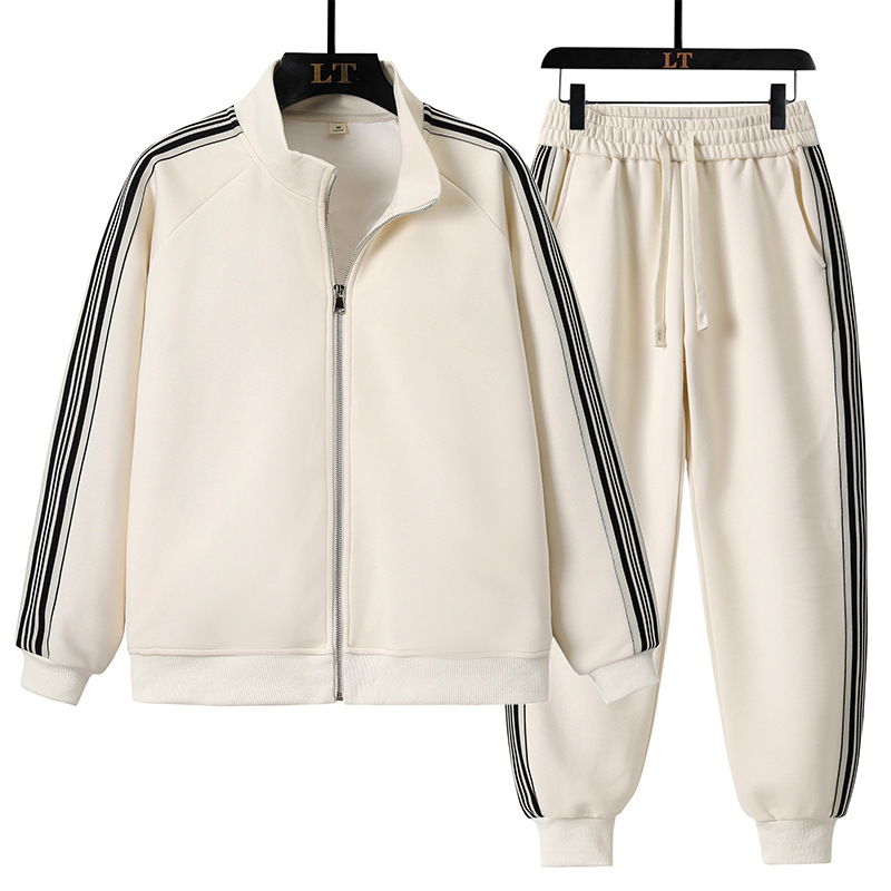Herrenbekleidung Fitness einfarbiges Herren-Kapuzenpullover-Set Frühling und Herbst neues Lauf- und vielseitiges lässiges Herbst-Sportbekleidungsset_voghion.com