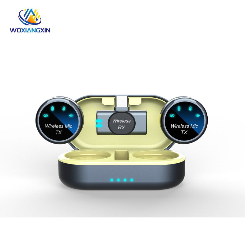 新款圓形磁吸無線領夾麥克風戶外手機直播拍攝短視頻錄製話筒