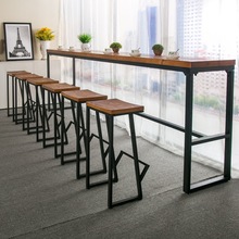 实木家用长桌吧台桌椅美式客厅酒吧桌咖啡桌墙桌高脚凳子