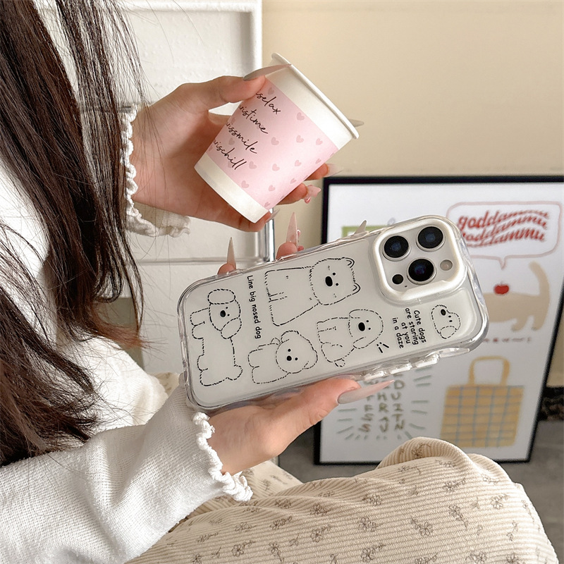 Lindo cachorro adecuado para iPhone 16pm funda para teléfono móvil Apple 15 pareja 13 nuevo 14 suave 15Promax