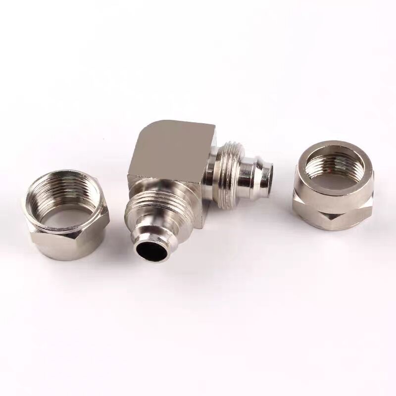 全铜快拧接头PV-4 6 8 10 12 14 16mm气管 直角气动 快拧接头