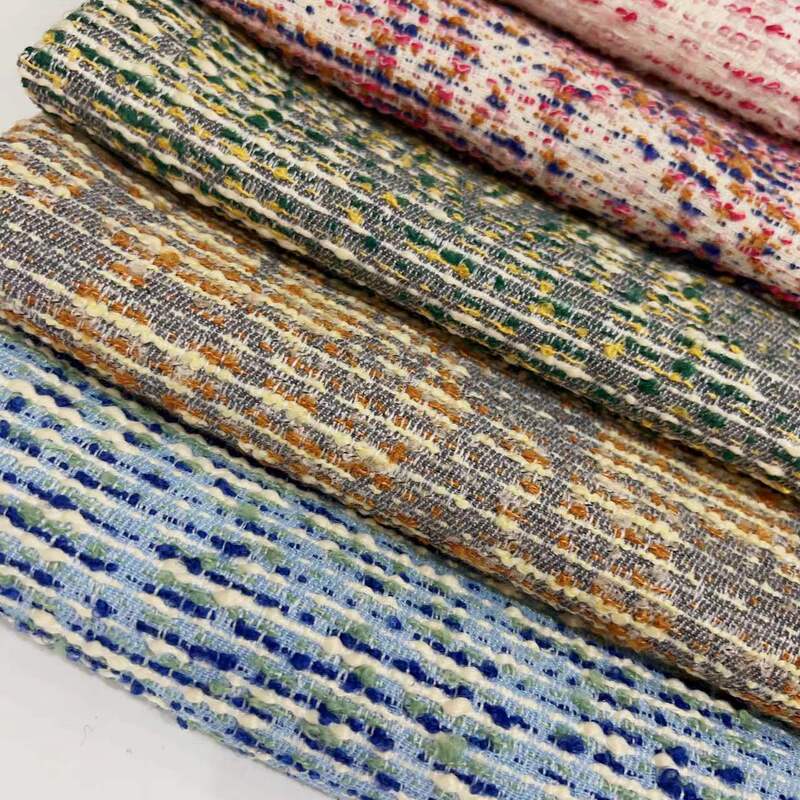 New horizontal carded tweed fabric spring and autumn small fragrant wind fabric circle woven tweed fabric spot wholesale