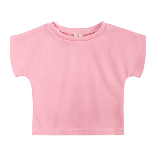 European and American cross-border children's short-sleeved sweatshirt two-piece set INS foreign trade girls' suit 2024 new style