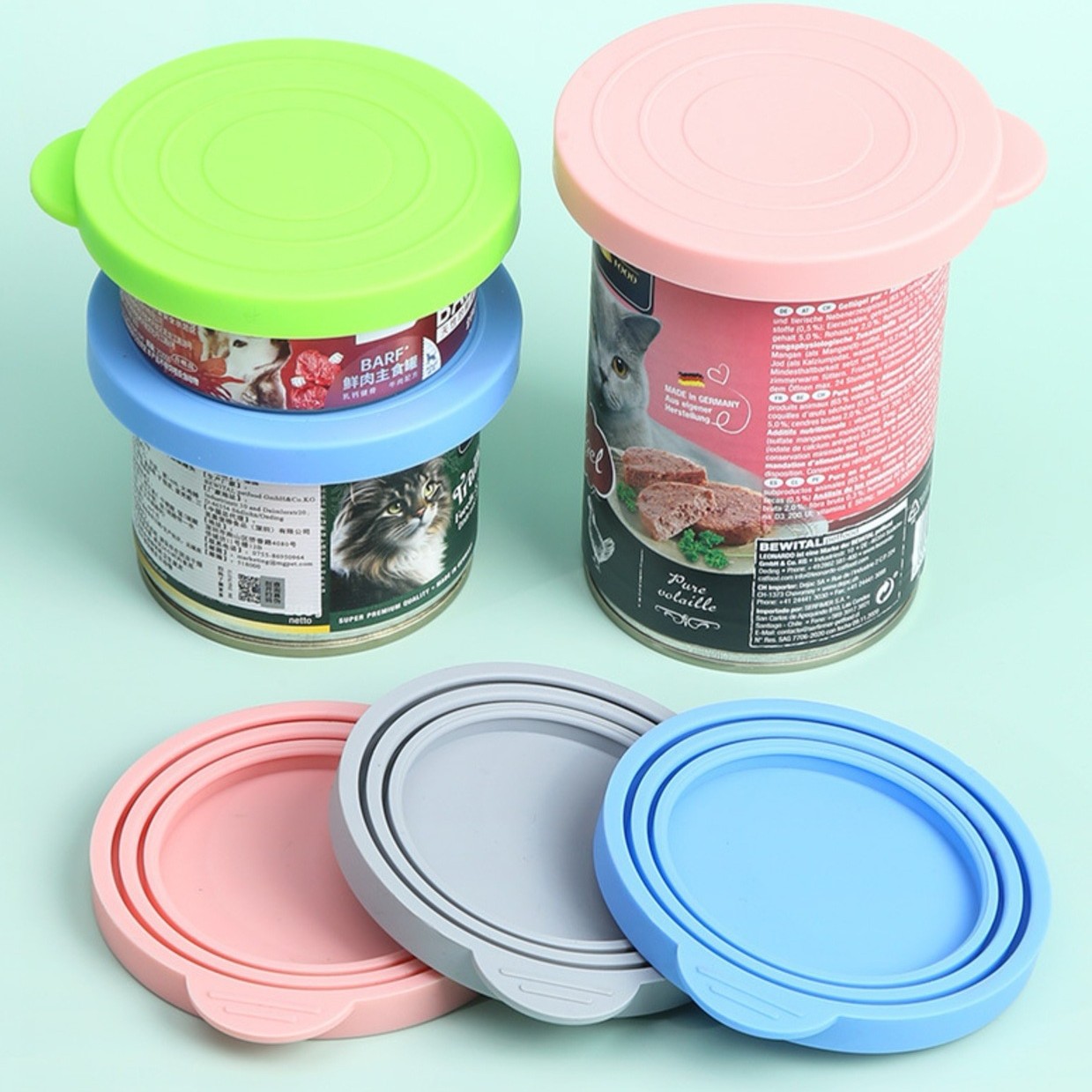 Pet Silicone Preservation Lid, Cat Snack Sealing Can Lid, Portable Lid for Cat and Dog Food to Prevent Odor Transfer