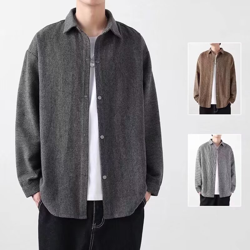 New ins artistic outerwear single-breasted square collar long sleeve trendy youth popular solid color men's autumn jacket Harajuku