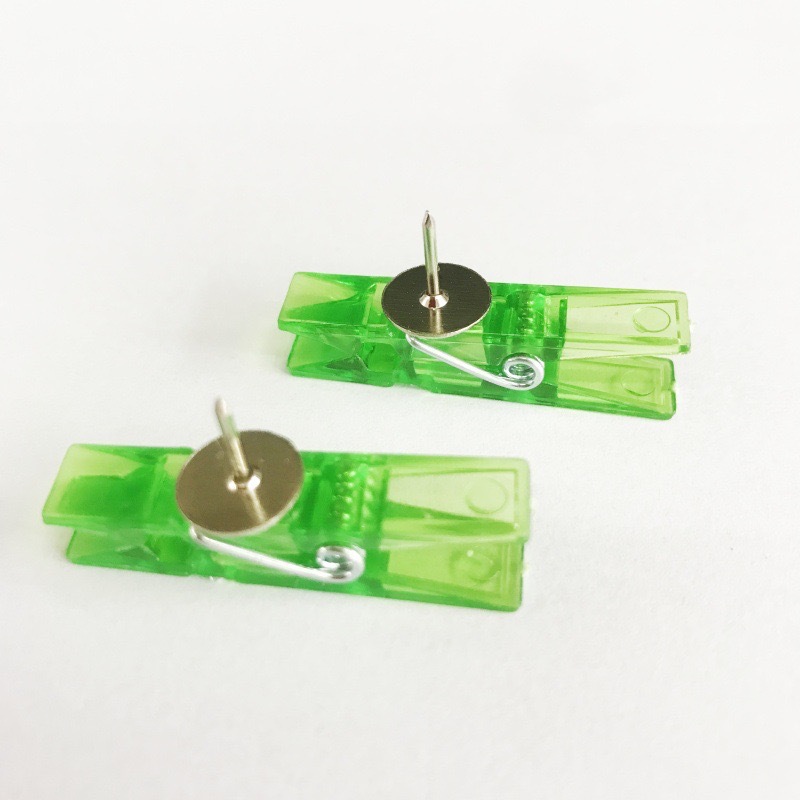 3.5*0.7cm 플라스틱 클립 압정-투명 녹색