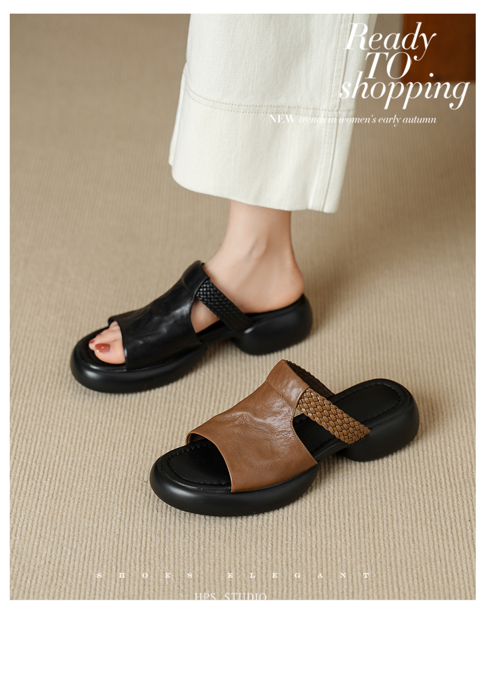 Sandal nữ đế bệt 4cm dáng xỏ ngón mùa hè đơn giản — đen chi tiết 3