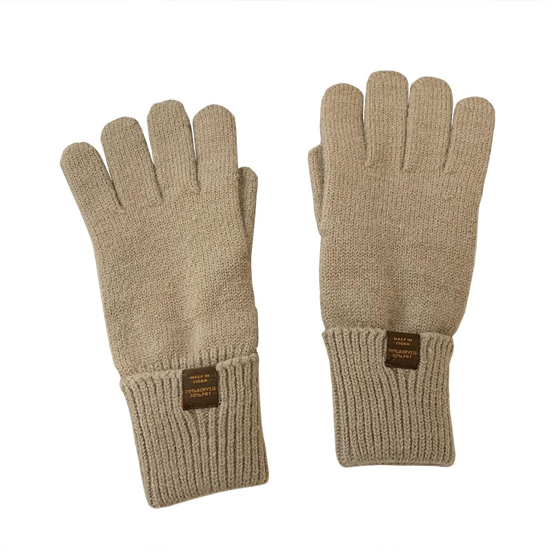 Nuevos guantes de punto para mujeres de otoño y invierno estilo coreano versátil al aire libre para montar caliente a prueba de frío guantes de dedo para estudiantes con pantalla táctil