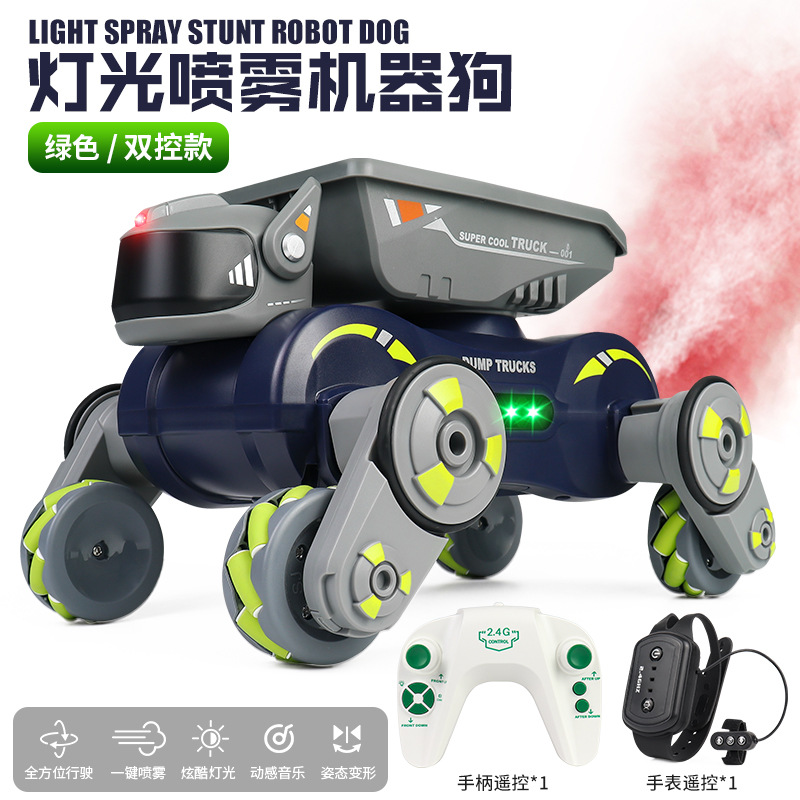 Nuevos productos transfronterizos 2.4G pulverización acústica y óptica perro mecánico de inducción de gestos de doble control de escalada cruzada a la deriva juguetes de vehículo de cuatro ruedas