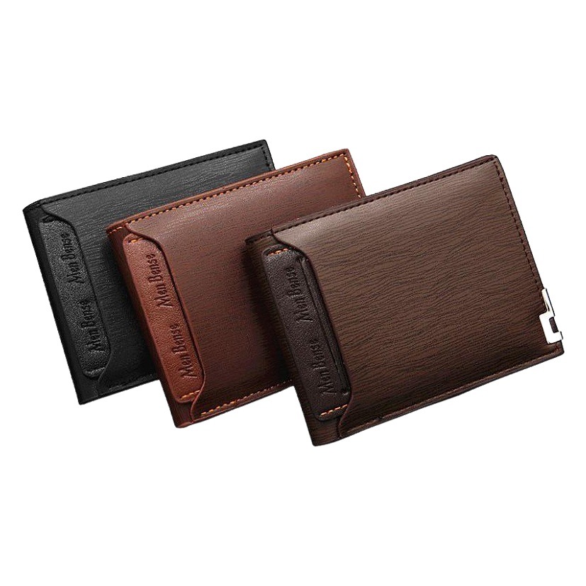 MenBense nuevos hombres billetera corta moda casual hierro lado tarjeta-dibujo cartera fábrica al por mayor