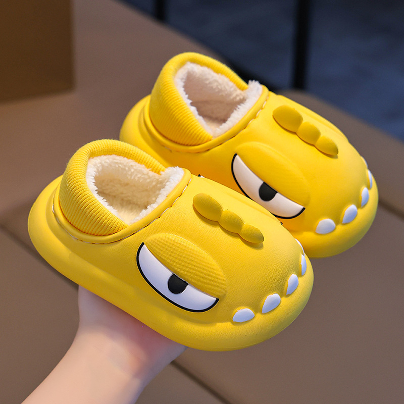Zapatillas de algodón para niños, niños, niños, niños, invierno, zapatos de algodón cálidos, EVA impermeables, padres e hijos, bolsas de tacones para bebés en casa