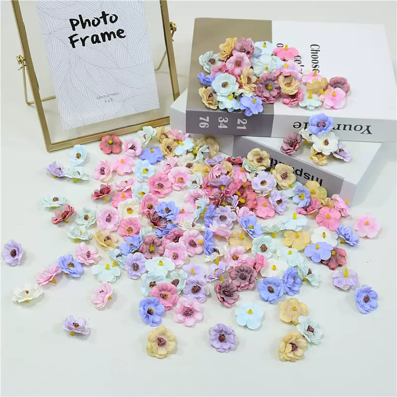 仿真花茉莉花朵3CM多色迷你小花手工材料头饰花环配饰家居装饰花