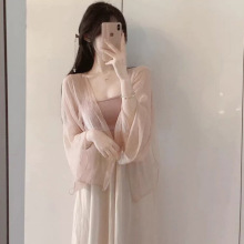 新中式复古轻薄雪纺防晒衣女夏天外搭开衫薄外套短款透气罩衫外搭