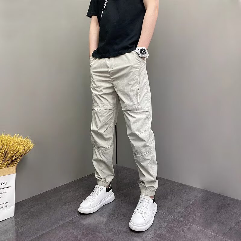 Pantaloni da jogging da uomo con polsini affusolati alla caviglia, pantaloni casual leggeri ideali per sport all'aria aperta e per l'uso quotidiano._voghion.com
