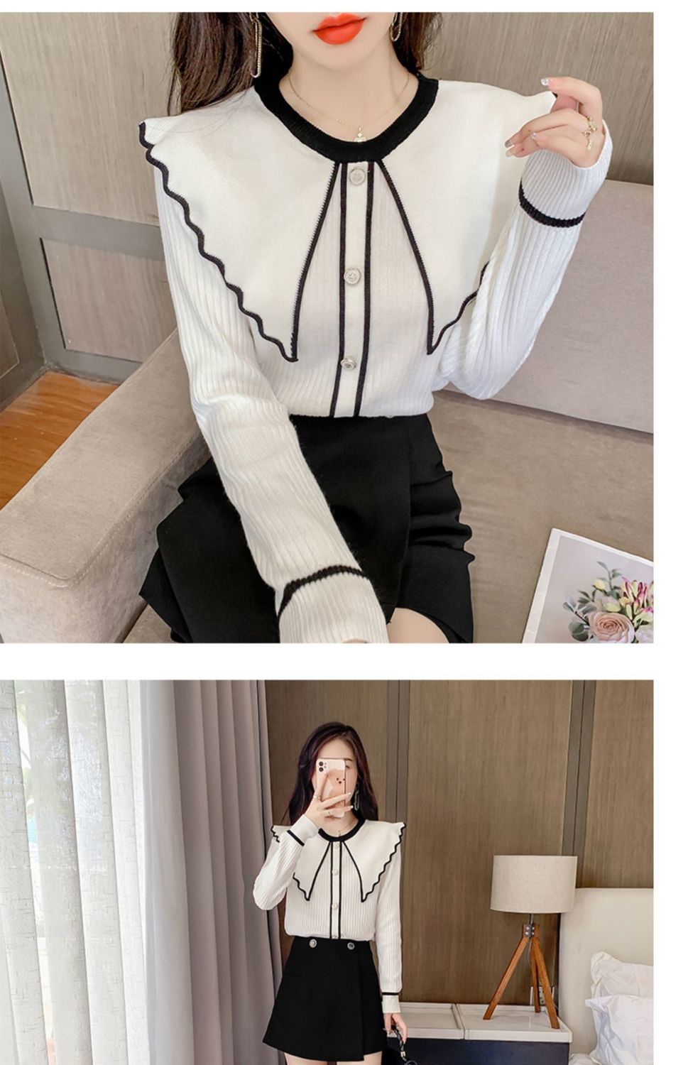 Sweet Lotus Leaf Collar Sweater Style 1