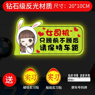 Body sticker | Sticker Magnetic Car Sticker Decorative - strong-magnetic-and-strong-reflective-blink-rabbit-girl-keep-distance-giving-gifts