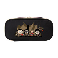 South Park紅黑筆袋卡通帆布文具袋零錢包拉鏈學生收納筆盒