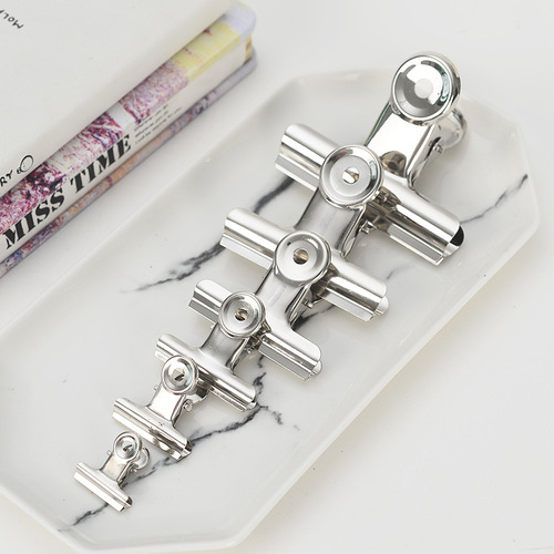 63mm round clip stainless steel color ticket clip metal 19mm silver large, medium and small financial office supplies clip