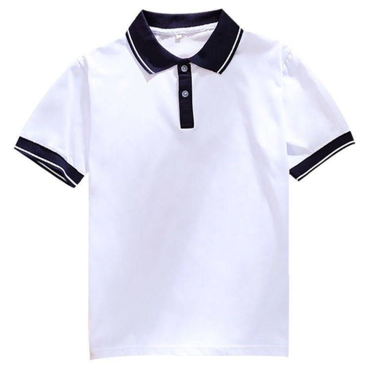 Summer Primary and Secondary School Uniform Short-Sleeved T-Shirt Thin Breathable White Lapel Class Uniform Group Uniform Bottoming Shirt