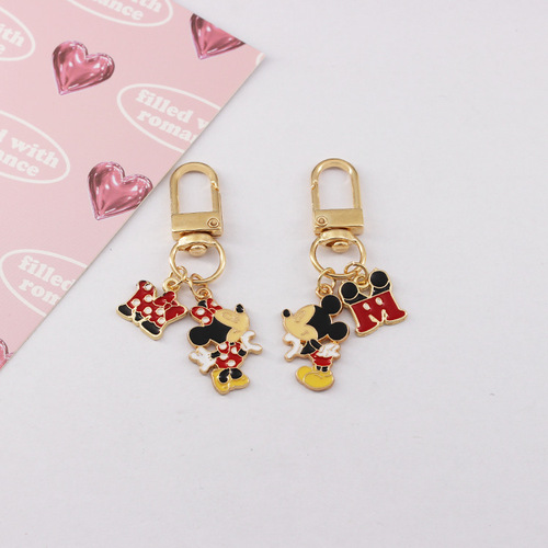 Cartoon metal cute Mickey and Minnie Mouse keychain AirPods bag keychain pendant exquisite pendant