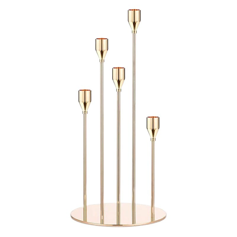 Трансграничное покрытие золото 5-рукавный свадебный подсвечник День Рождения Бар западный ресторан кафе настольные украшения