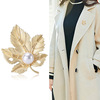 Brooch from pearl, fashionable accessory, coat, cardigan lapel pin, pin, Korean style, simple and elegant design