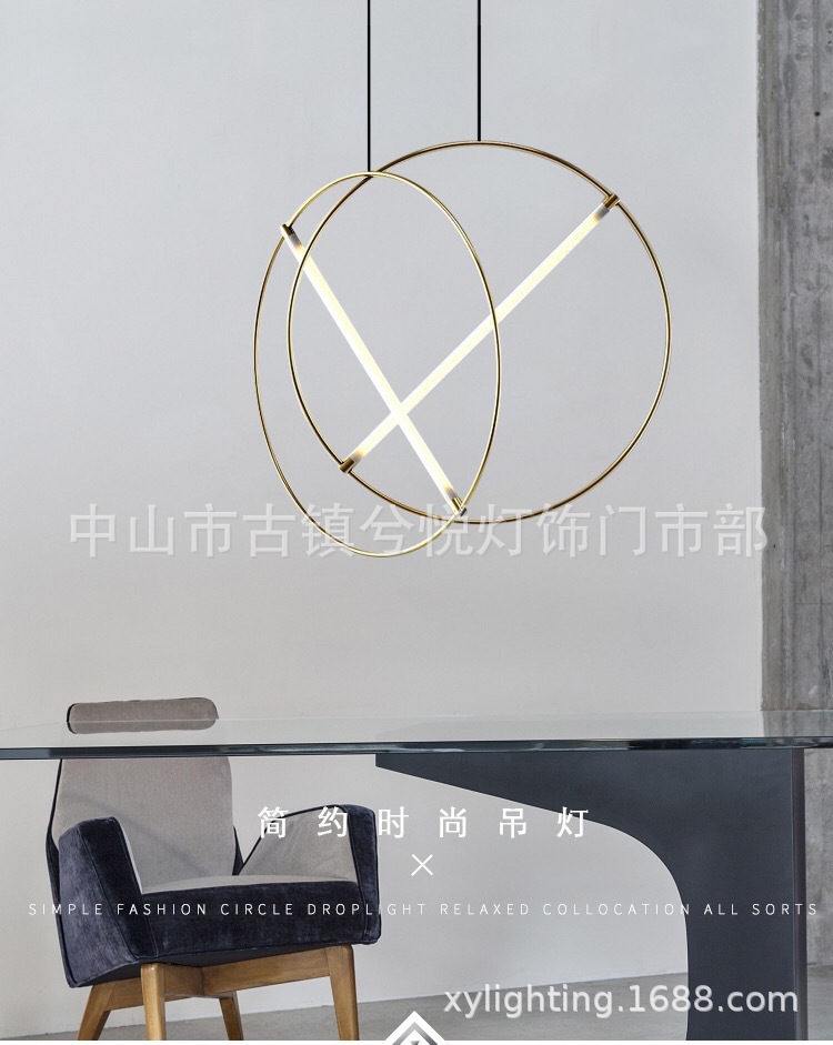 设计师后现代创意圆圈吊灯北欧餐厅吧台店铺前台装饰展厅橱窗灯饰-阿里巴巴