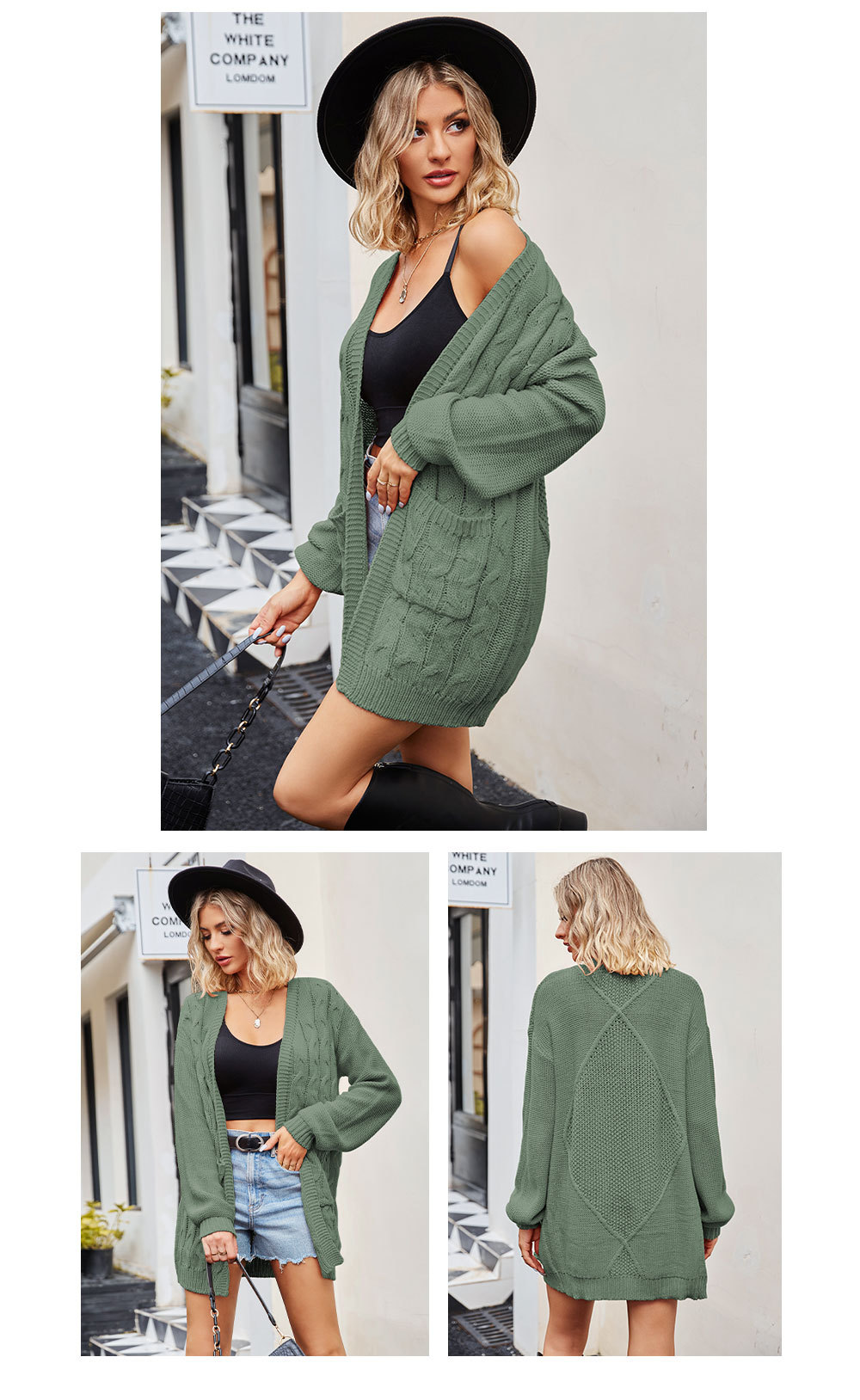 Roupas femininas Halloween Twist Sweater Jacket Fashion Loose Cardigan Sweater com bolsos_voghion.com