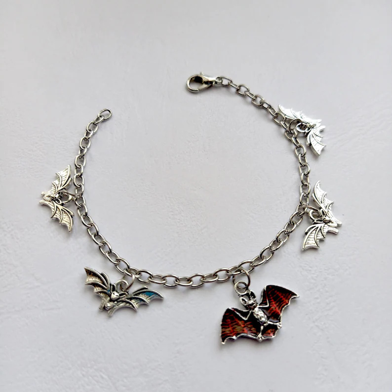 Cross-Border New Product Bat Charm Bracelet Gothic Aesthetic Jewelry - Bat Keychain, Bat Pendant Jewelry