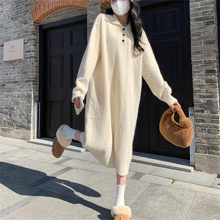 24 invierno Puyuan francés con solapa gorda suéter de torsión para mujeres 2023 otoño invierno nuevo sentido de alta calidad image 3