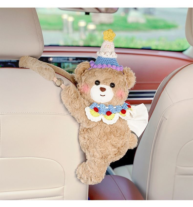 Car Supplies, Car Tissue Box, Cute Little Teddy Bear, Ladies' Car-Specific Tissue Box, Hanging Bag, Car Interior Decoration Items