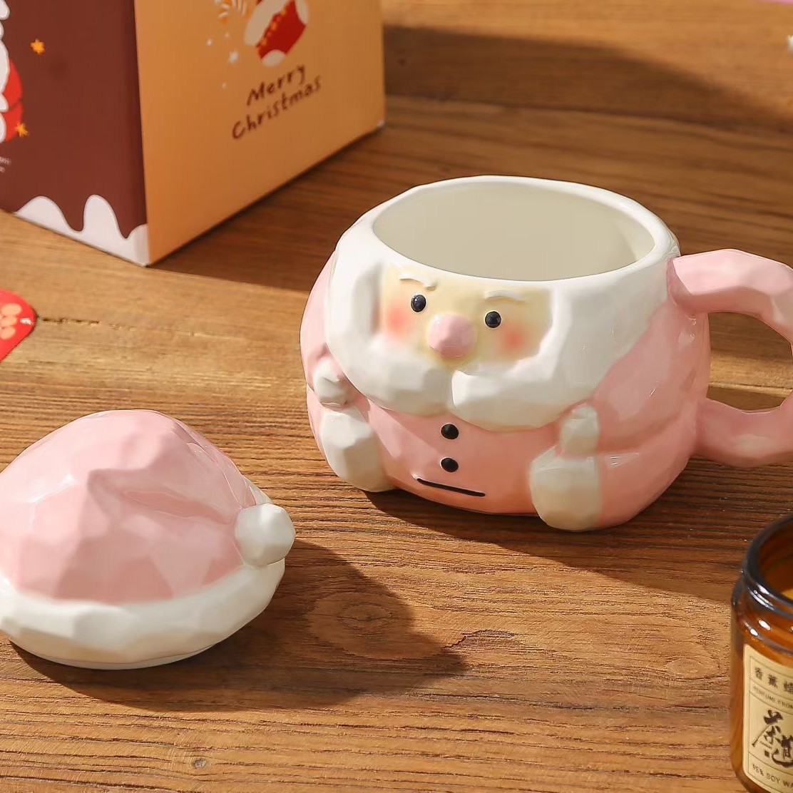 Santa Claus encantador estereoscópico tazas de cerámica de dibujos animados de Navidad creativas ventas transfronterizas tazas de regalo de agua