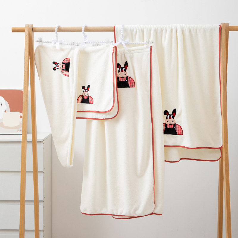 Manufacturer wholesale cartoon printed towels bath towels dry hair hats bath skirts coral velvet water-absorbent soft home women set towels