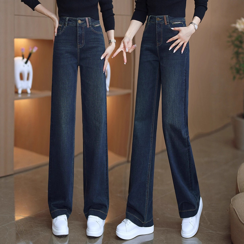 Women's Jeans 2026 New Spring and Autumn High-Waisted Slimming Casual Straight Loose Versatile Narrow Wide-Leg Pants Women's Jeans 2026 New Spring and Autumn High-Waisted Slimming Casual Straight Loose Versatile Narrow Wide-Leg Pants