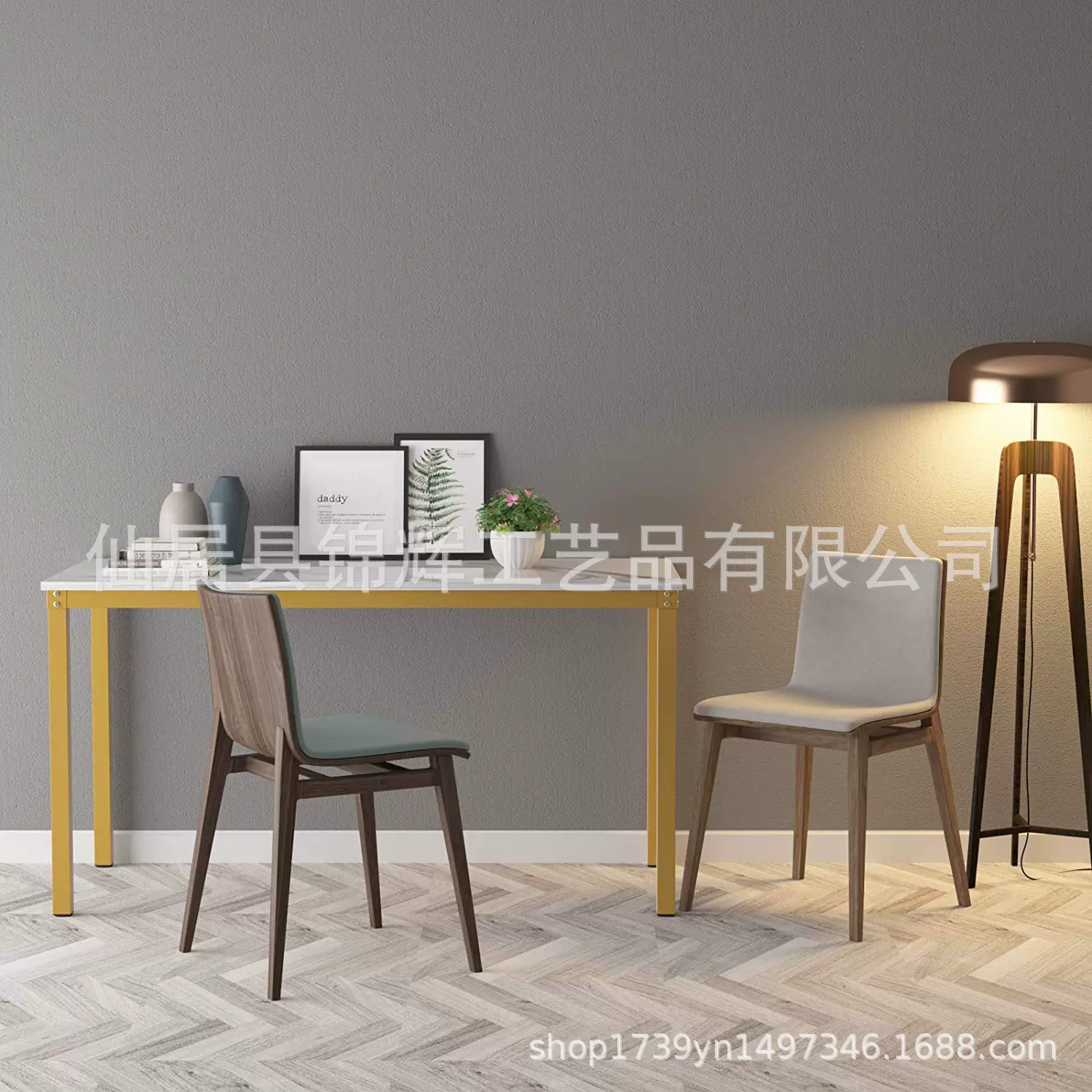定制北欧ins风办公电脑桌家用卧室学习桌钢木长方形置物架